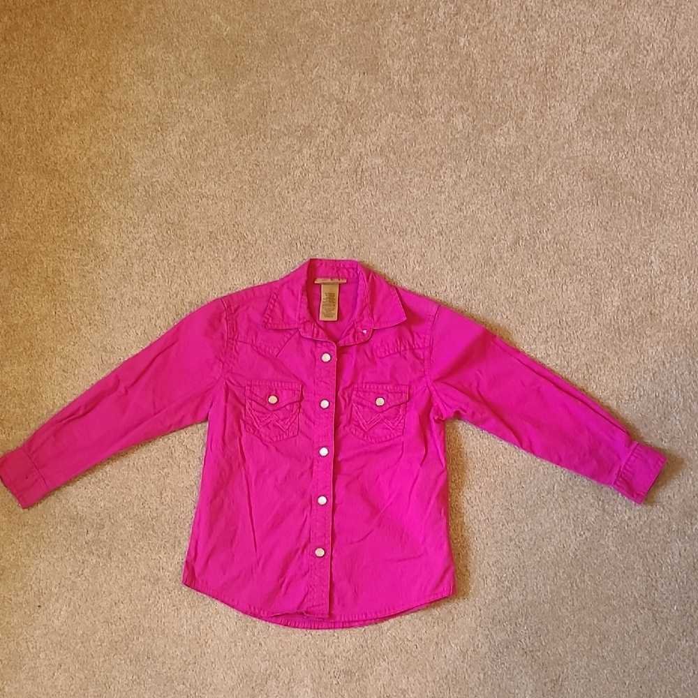 Wrangler Pink Button Down Shirt Casual Cotton